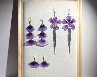 Real Mallow Flower Resin Earrings: Handmade Botanical Jewelry
