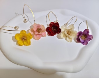 Real Anemone Flower Earrings: Handmade Pink Resin Jewelry