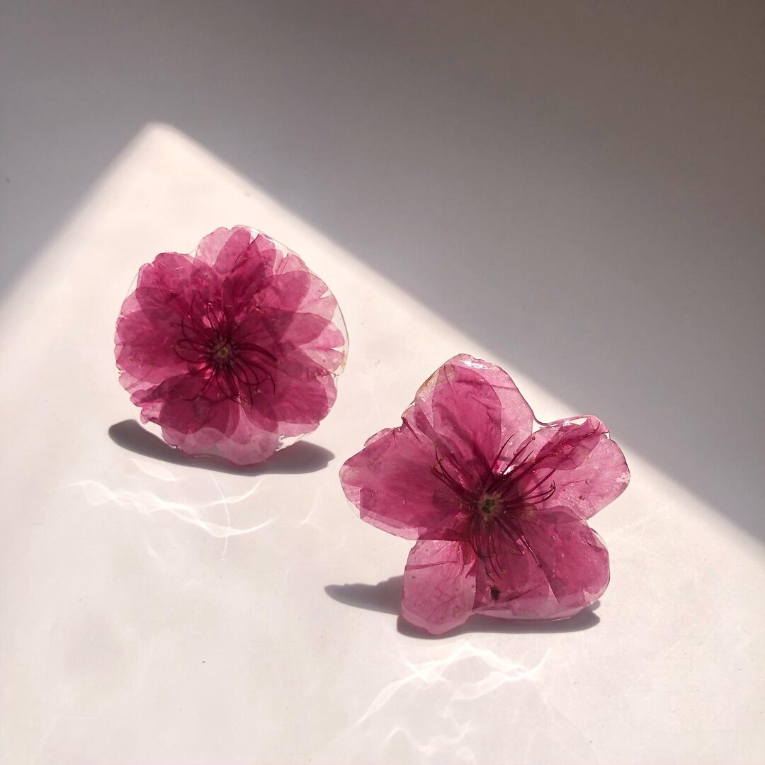 Self-sizing Cherry Blossom Rings -hand Made Real Pressed Flowers ...