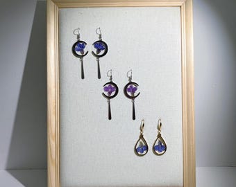 Bohemian Pressed Flower Earrings: Real Floral Resin Jewelry
