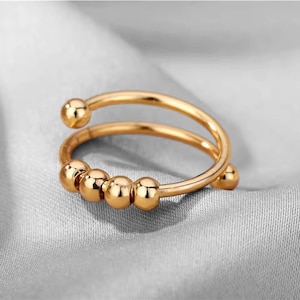 Goldener Zappelring gegen Angstzustände, Anti-Stress-Spinnerring für Frauen