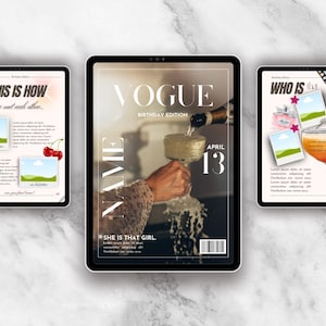 Vogue Birthday Magazine – 美しいCanvaデジタルダウンロード、Vogue Magazine、カスタム誕生日ギフト、印刷可能なパーソナルギフトPDF