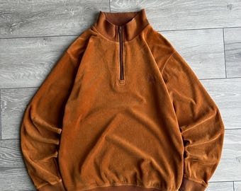 ヴィンテージ Stussy 1/4 ジップ ベロアスウェットシャツ