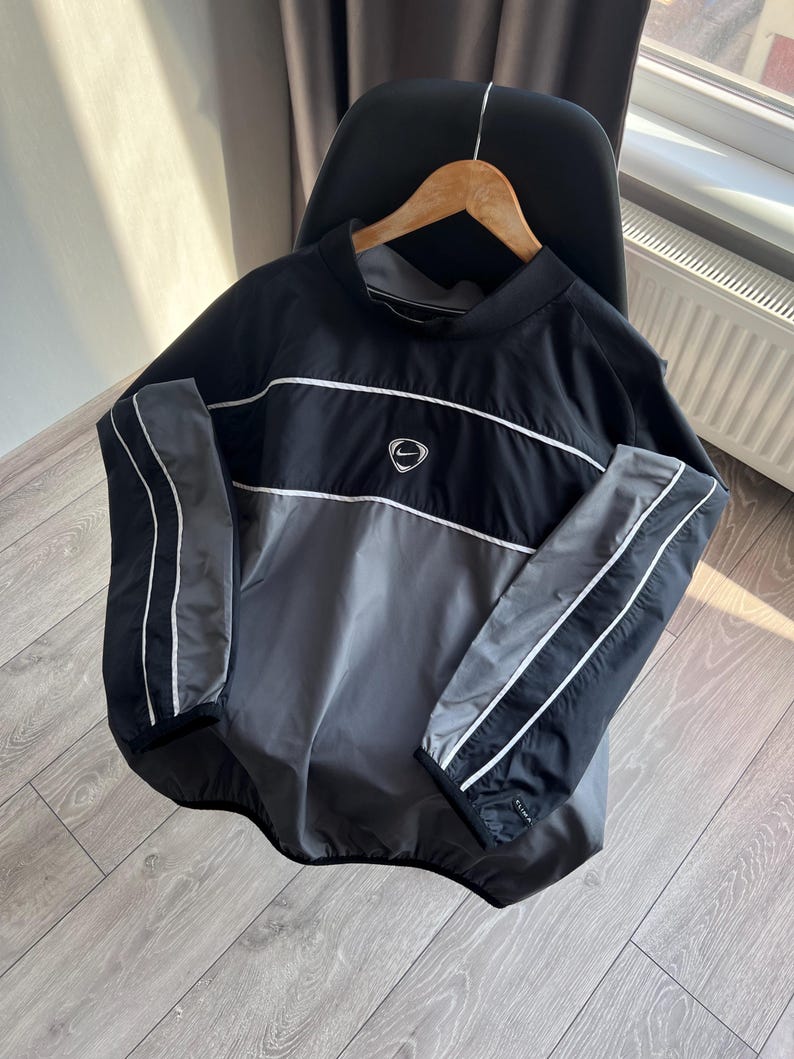 Vintage Y2K Nike Center Swoosh Helnylon Sweatshirt 90-tal bild 11