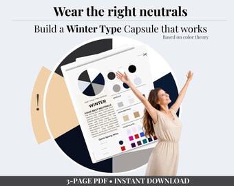 Winter Neutrals Printable Set | 4-Season Color Theory | Capsule Wardrobe Palette | 3-Page PDF | Instant Download