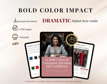 Dramatic Style Guide for Women 40+ | Printable Wardrobe and Color Palette PDF