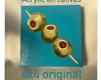 Oringinal olive canvas painting 4x4