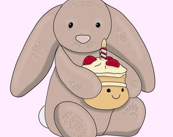 Jelly cat bunny digital art print