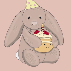 Jelly cat birthday bunny digital art set of 2