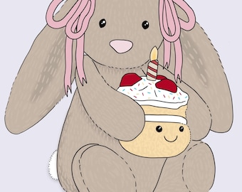 Jelly cat bunny digital art print