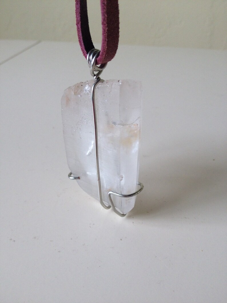 Large Clear Crystal on Leather Cord Jewelry Etsy