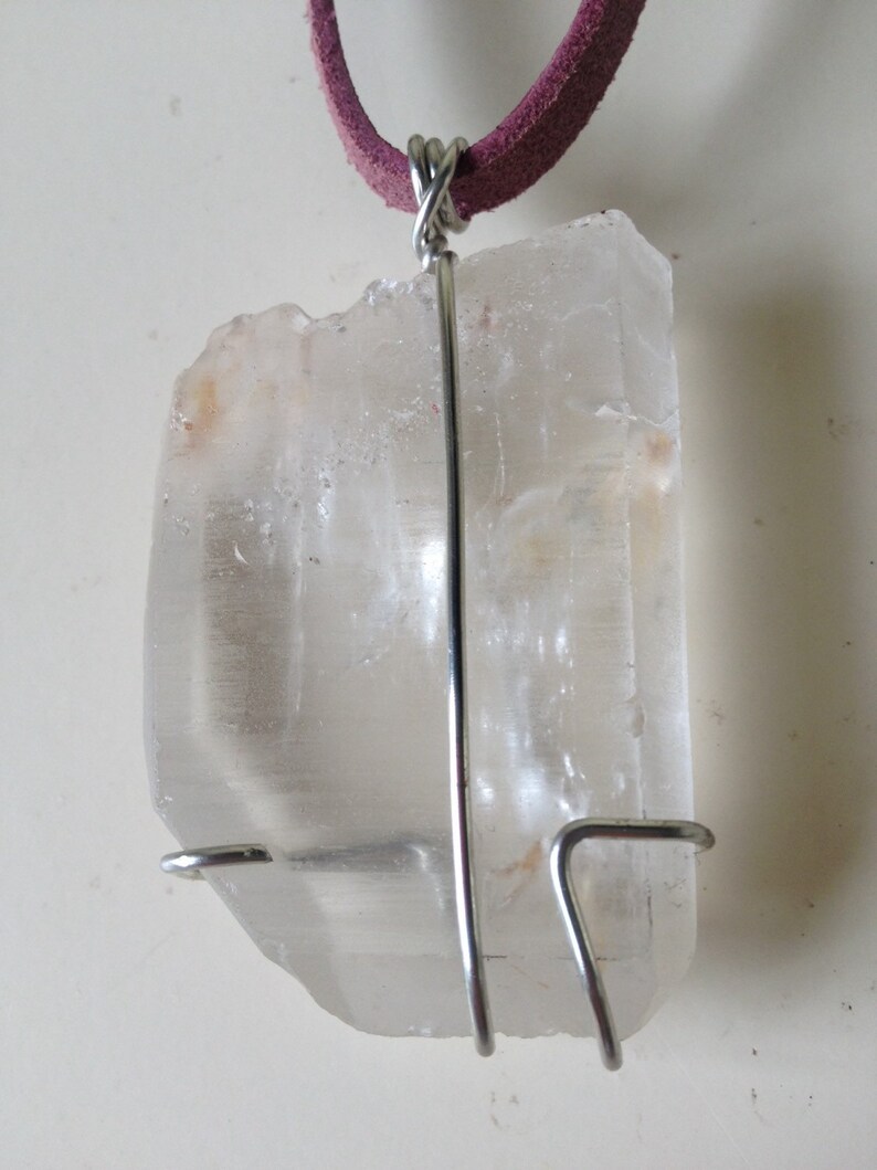 Large Clear Crystal on Leather Cord Jewelry Etsy