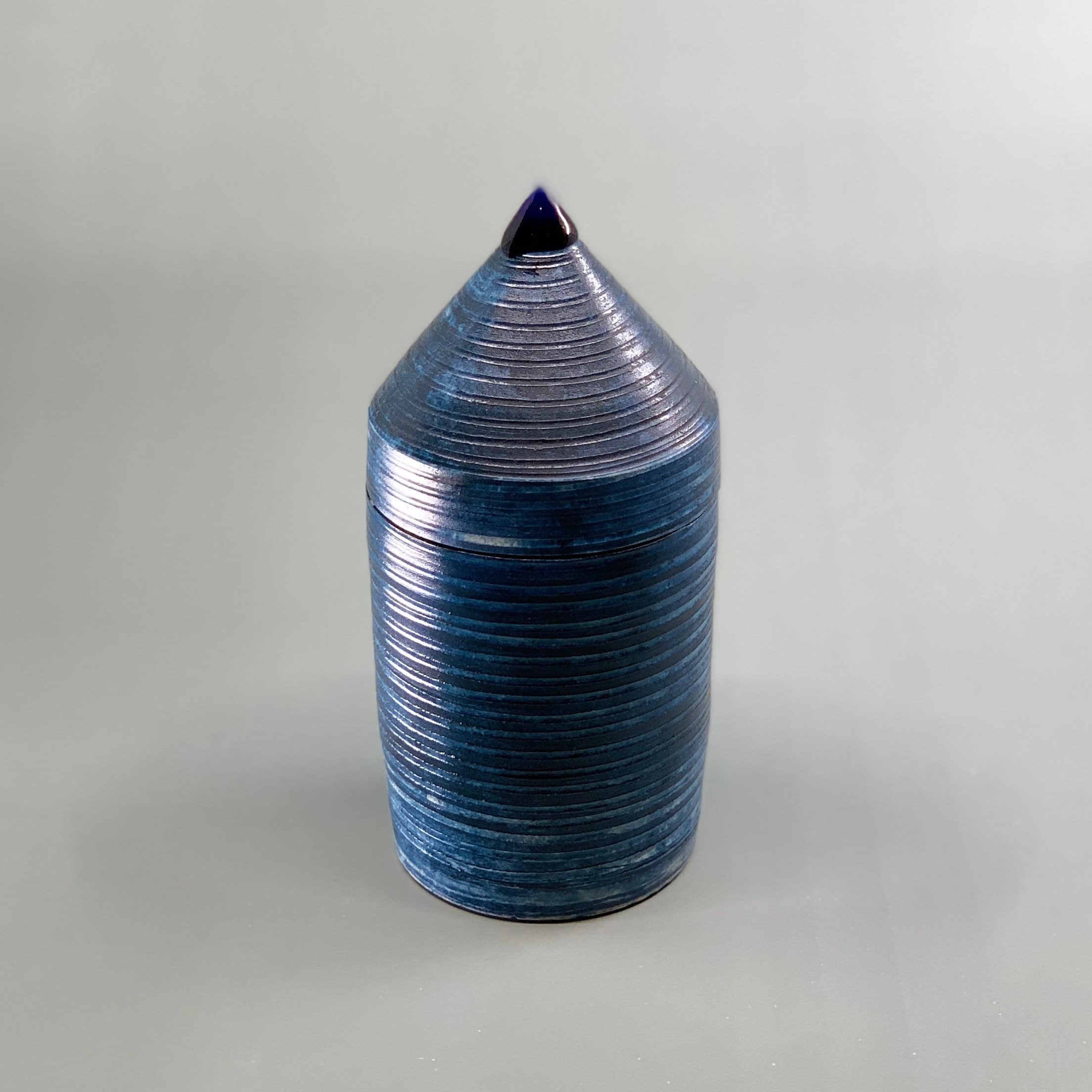Royal blue ceramic tea jar - arcane handthrown ancient artifact-like container, jartifact #3 - stash cannister home decor urn