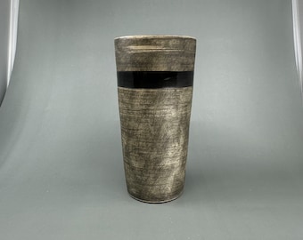 Grey and black ceramic vase - handmade stoneware pottery