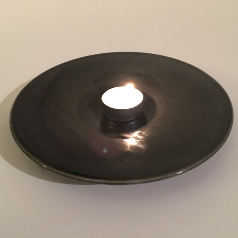 Decorative Plate/votive Display Olive Green With White Etsy