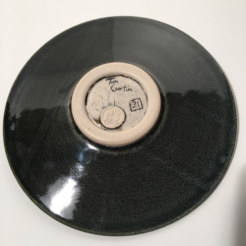 Decorative Plate/votive Display Olive Green With White Etsy