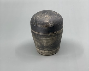 Grey lidded jar surprise - pink! Handthrown ceramic container, jartifact #72