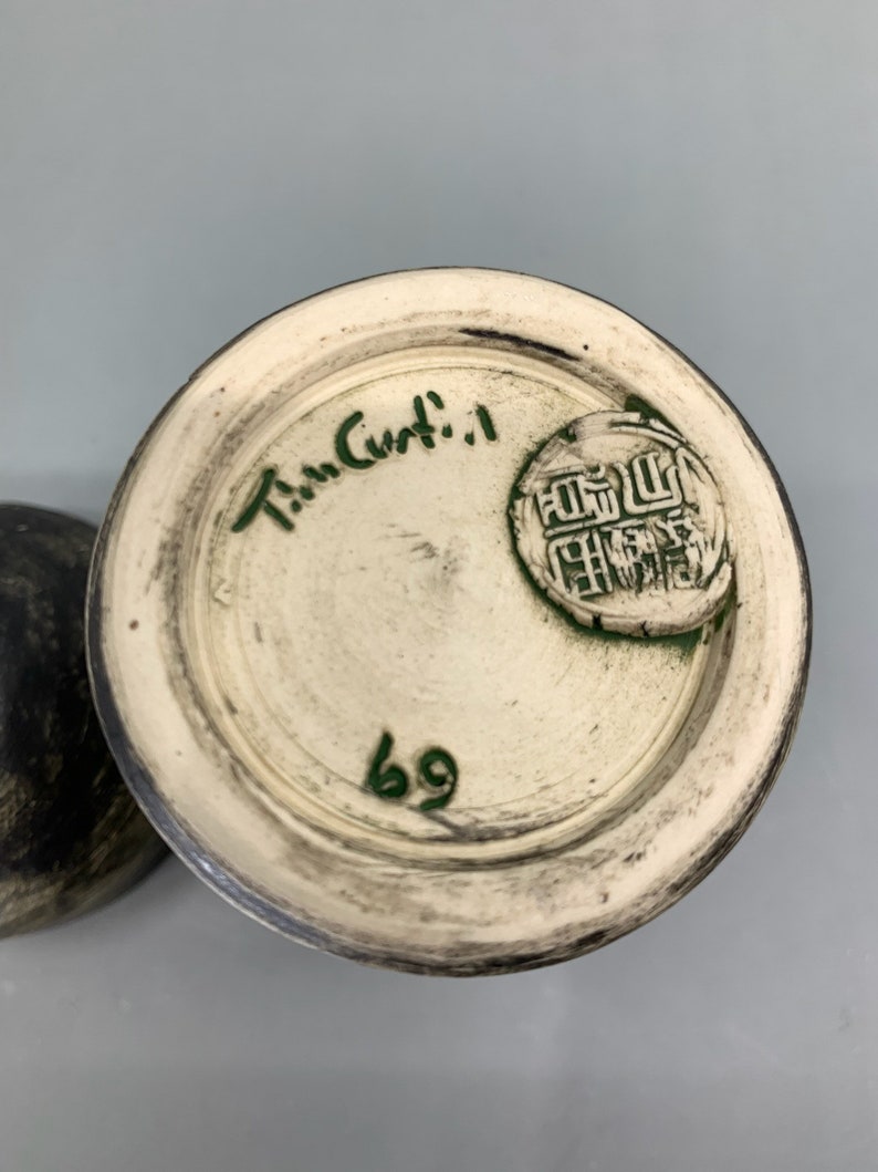 Grey lidded jar with surprise green inside. Handmade ceramic container, jartifact 69 urn stash jar image 5