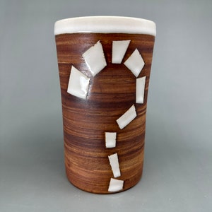 Interrobang vase white and rust red iron oxide unique ceramic vase handmade stoneware pottery image 1