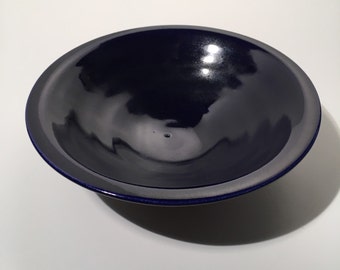 Handmade ceramic serving bowl sparkling cobalt deep blue handthrown pottery stoneware