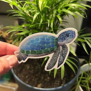Meeresschildkröte Aufkleber - Blau | Vinyl-Aufkleber für Laptops, Wasserflaschen und Geschenke für Naturliebhaber