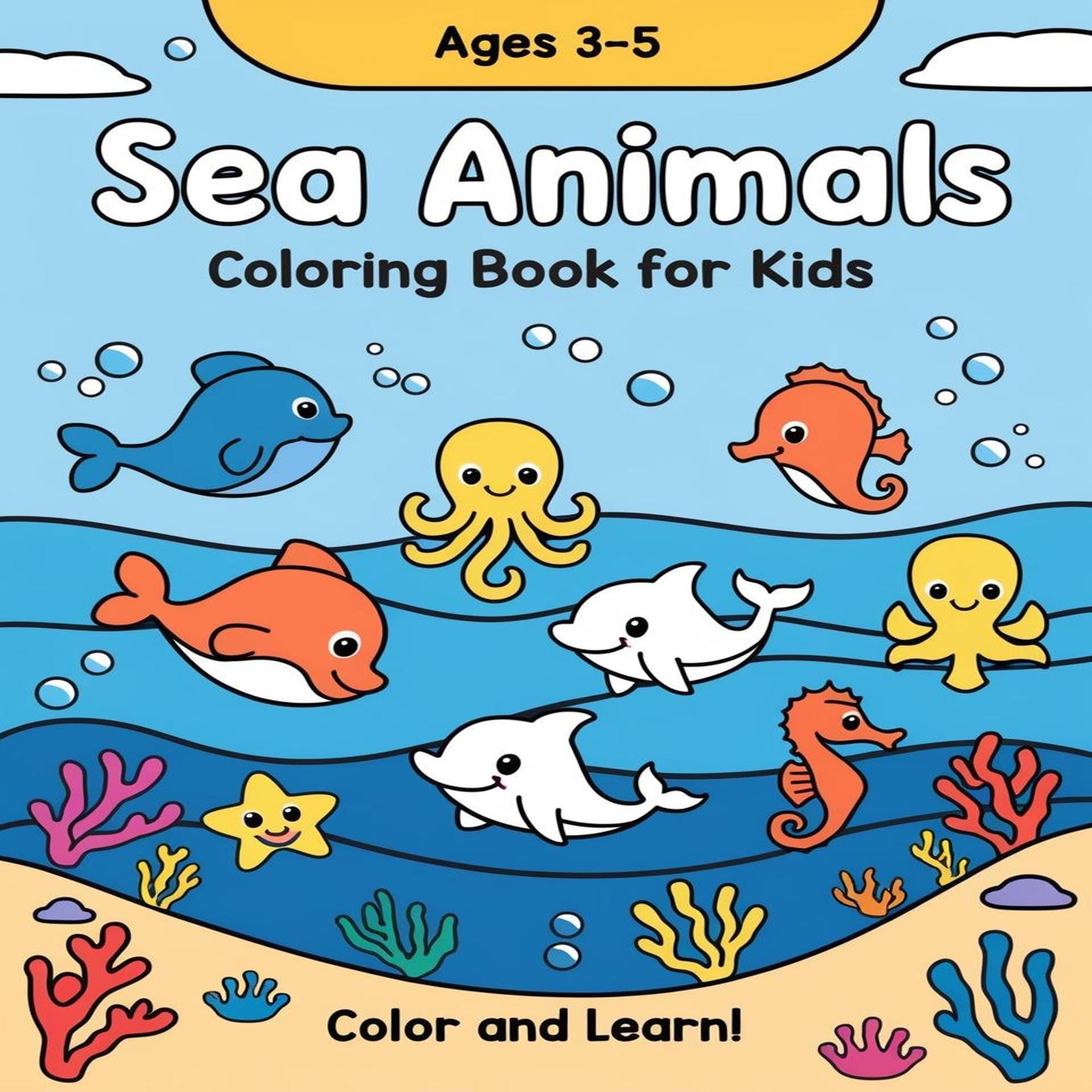 Sea Animals Coloring Book for Kids | Printable PDF | 15 Pages | Ages 3 ...