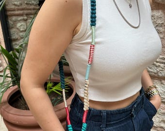 Conjunto de alças de paracord feitas à mão para celular: cordão de pulso e tiracolo