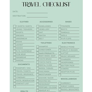 Travel Packing List – Printable and Editable Travel Checklist & Vacation Planner | Travel Organiser PDF | Instant Download