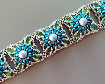 Azzurra Bracelet Beaded Tutorial-beadweaving
