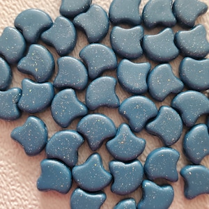 Ginko Bead, 2 Hole, Stardance-Teal, 7.5mm, 30 count **New Sparkly Finish**