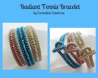Radiant Tennis Bracelet Tutorial-beadweaving, seed beads, bicones