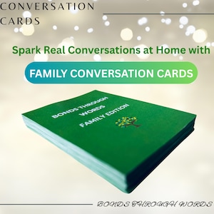 Schede di conversazione familiari stampabili / 100 domande per tutte le età - Serata di giochi in famiglia, attività di legame, spunti per dialoghi tra genitori e figli