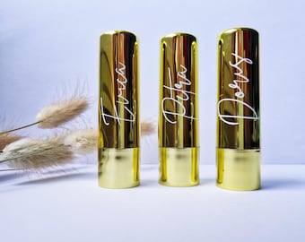 JGA Team Braut Trauzeugin Brautjungfer Name Personalisierter Lippenbalsam Elegantes Gastgeschenk Wunschname für Team Bride oder Brautparty