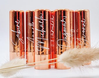 JGA Team Braut Trauzeugin Brautjungfer Name Personalisierter Lippenbalsam Elegantes Gastgeschenk Wunschname für Team Bride oder Brautparty