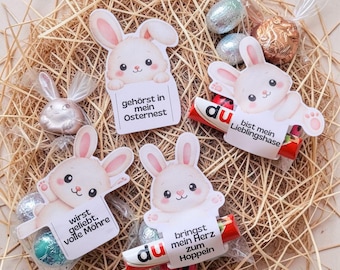 Oster Duplo Schokoladenhalter Vorlage, Druckbare Hasen Designs mit Süßen Botschaften, PDF zum Drucken und Ausschneiden