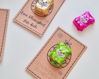 Hasenpost Osterkarten, Hasenküsschen Kleinigkeit, Handgemachte Ostergeschenkkarten, Mit oder ohne Schokolade