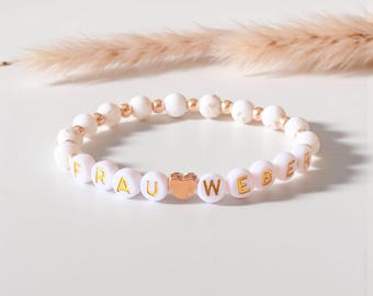 Personalisiertes Namensarmband – Braut Armband Hochzeit – Brautjungfern Geschenk – Naturstein Perlen Armband