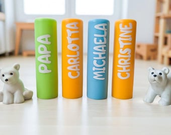 Balsamo labbra alla vaniglia personalizzato: nome personalizzato, vegano, colori pastello