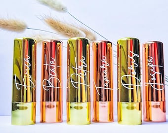 JGA Team Braut Trauzeugin Brautjungfer Name Personalisierter Lippenbalsam Elegantes Gastgeschenk Wunschname für Team Bride oder Brautparty