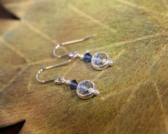 Silver Earrings with surrounded Crystals