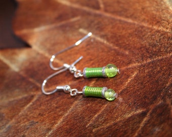 Silver Earrings with Light Green