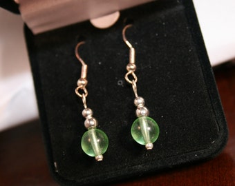 Boucles d'oreilles argent avec Globes en verre vert