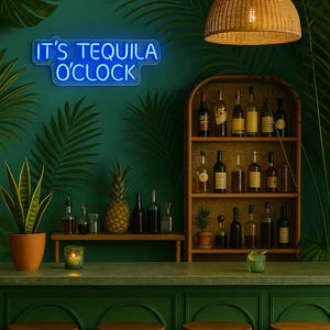 Custom Neon Sign Its Tequila OClock, Personalized LED Wall Light for Bar, Home, Party, Restaurant or Cafe Decor, Fun Custom Signage