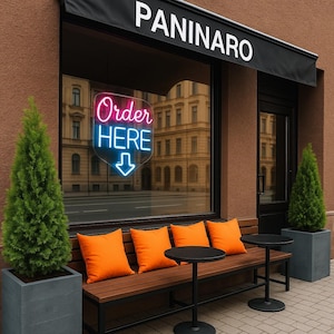 &quot;Benutzerdefiniertes &quot;&quot;Hier bestellen&quot;&quot; -Schild, personalisiertes Markenlogo-Schild für Café, Restaurant oder Geschäft, Wanddekoration für die Geschäftstheke, einzigartige benutzerdefinierte Beschilderung.&quot;