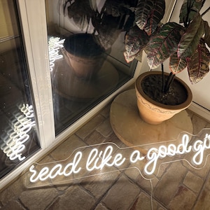Read Like A Good Girl Neon Sign, Book Lover Gift, Library Wall Decor, Custom LED Sign, Bookshelf Decor, Birthday Gift for Bookworm Girls