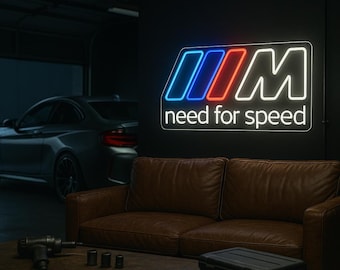 Enseigne au néon pour voiture, Enseigne au néon personnalisée, Décoration murale de garage, Lampe électrique M, Enseigne de voiture LED, Besoin de vitesse, Déco course de voiture, Cadeau pour amateur de voiture