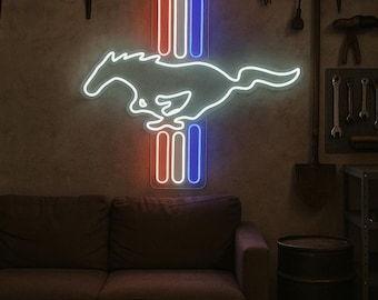 Custom Mustang Neon Sign, Garage Decor, Car Lover Gift