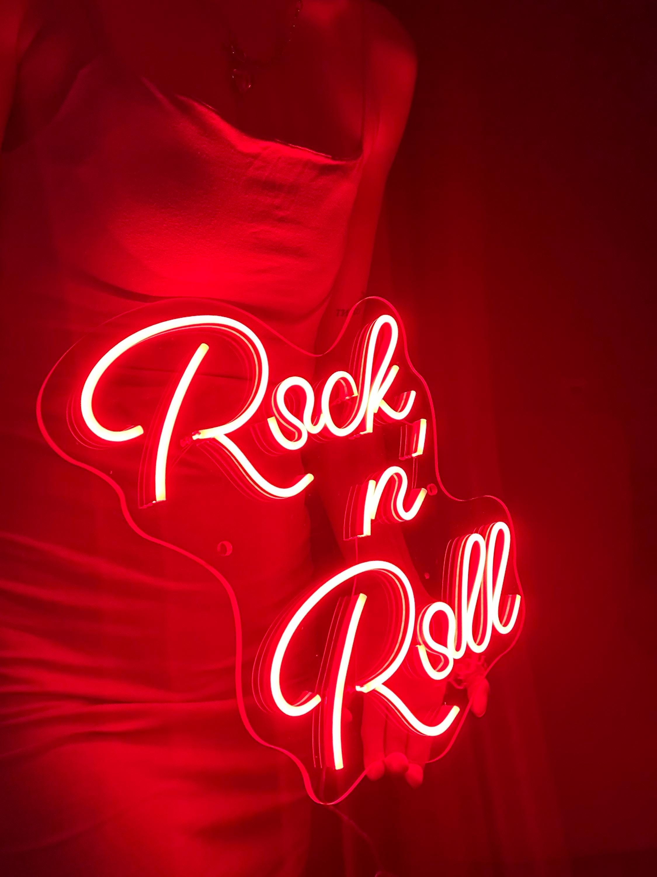 Rock N Roll Neon Sign, Custom LED Neon Light, Music Room Decor, Bar and ...