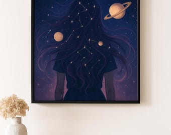 Galaxy Wall Art Print, Cosmic Decor for Dreamers, Starry Night Poster for Bedroom, Astrology Inspiration, Wall Art Decor, Aesthetic Poster