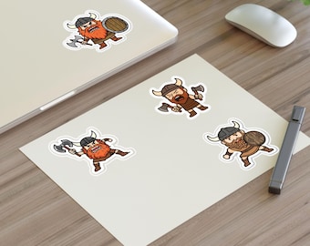 Viking Sticker Sheets, Cartoon Viking Stickers, Viking Decals, Scrapbooking Supplies, Gifts for Norse Mythology Fans, Console Stickers, Ax